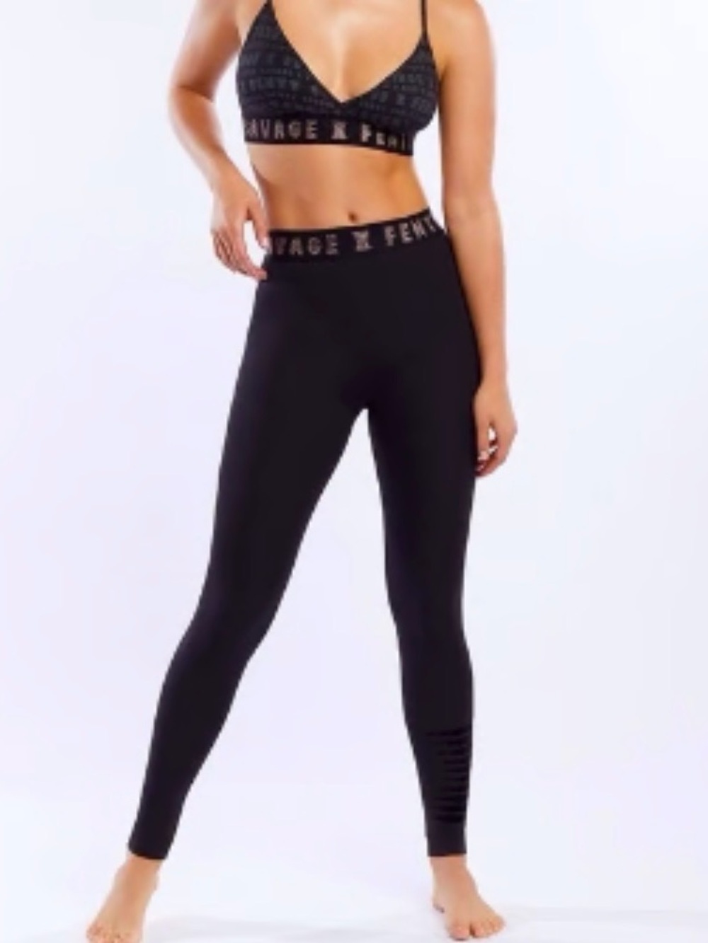 Savage X Fenty Black High-Waist Leggings with Branded Waistband